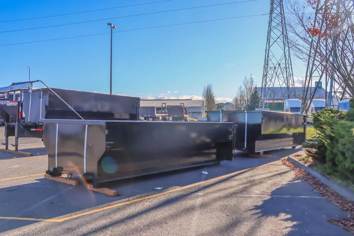 Roll-off dumpster ready for waste disposal at job site for 3 Yard Dumpster Rental in Larkfield-Wikiup